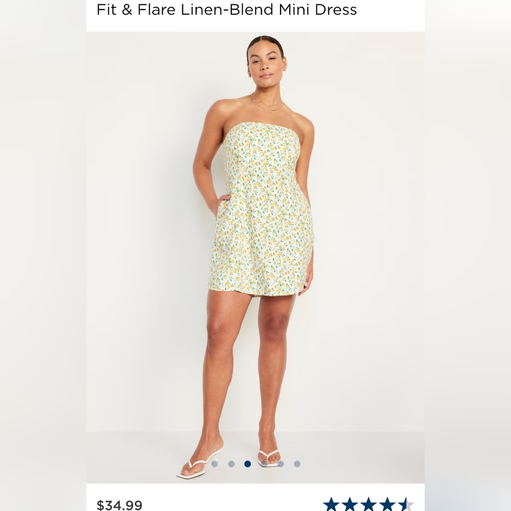 Fit and Flare Linen Blend Mini Dress Strapless